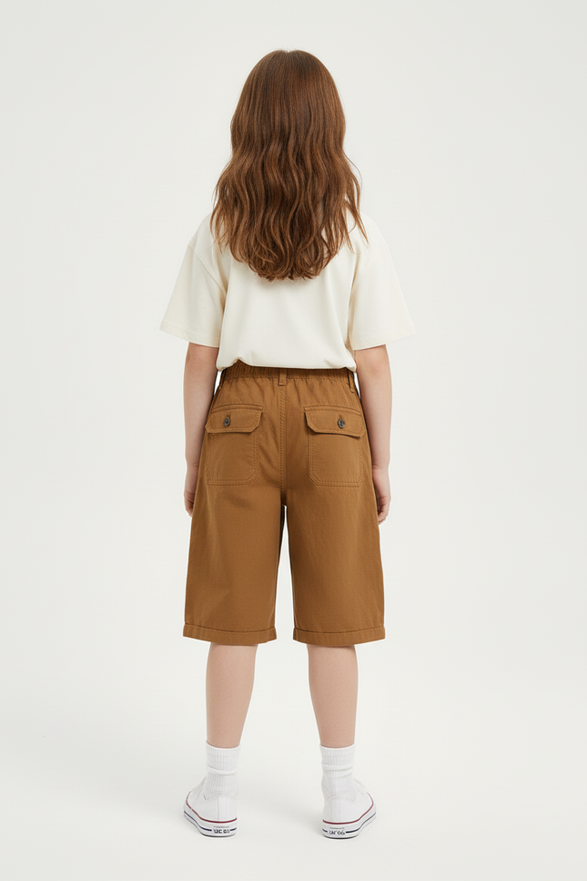 Pantalon Cargo Marron Ample Multipoches Coton Enfant - vue 2