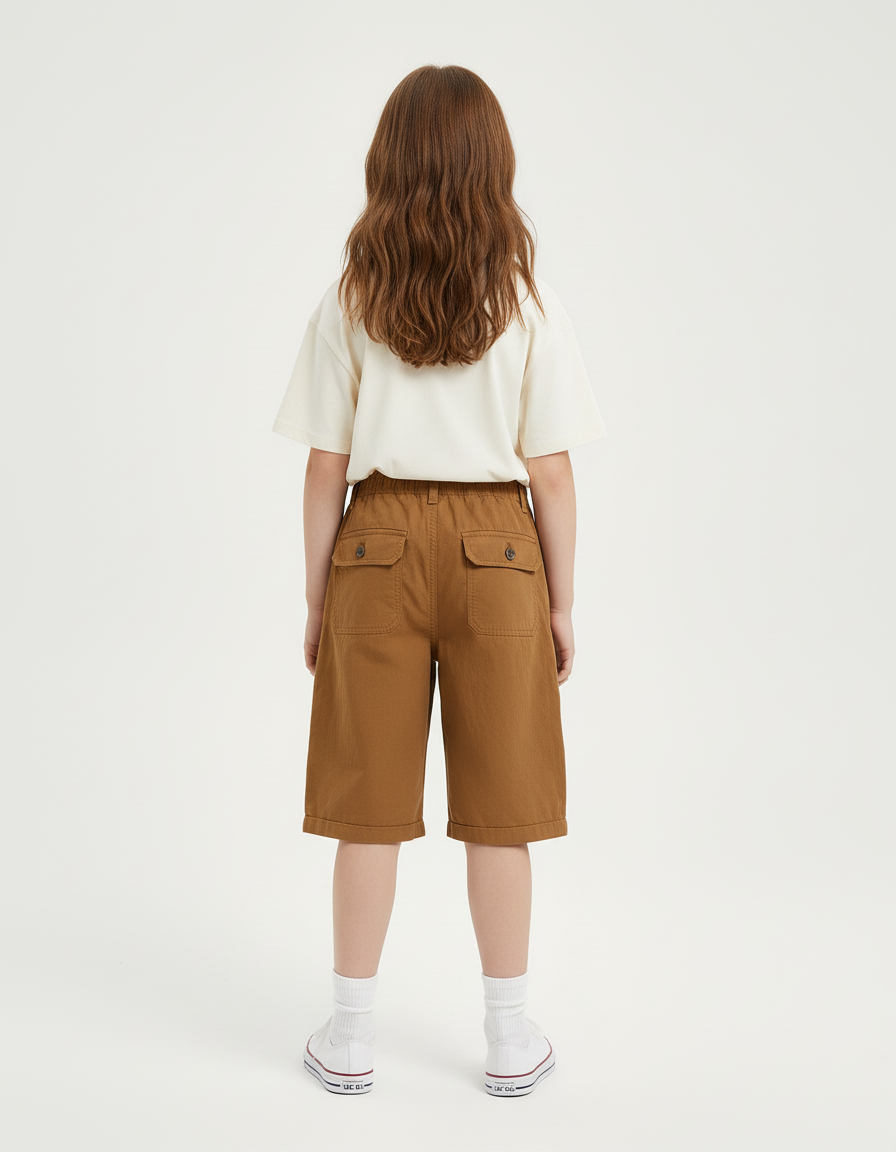 Pantalon Cargo Marron Ample Multipoches Coton Enfant - vue 2