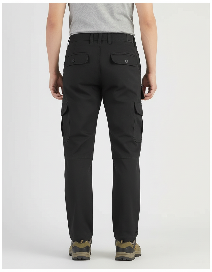 Pantalon Cargo Noir Homme Multipoches Confortable Casual - Polyester - vue 2