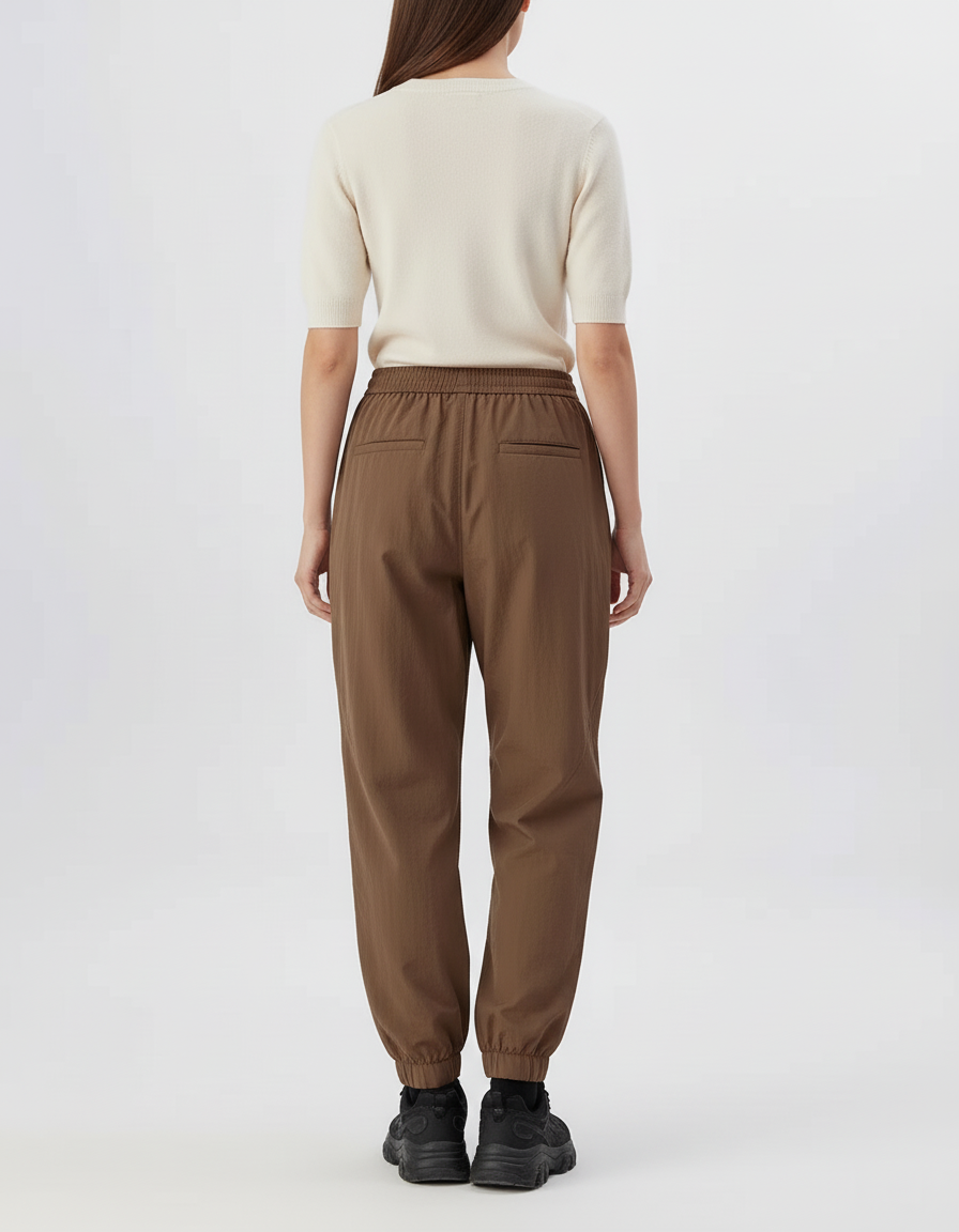 Pantalon Cargo Marron Ample Décontracté Jogger Femme - Polyester - vue 2