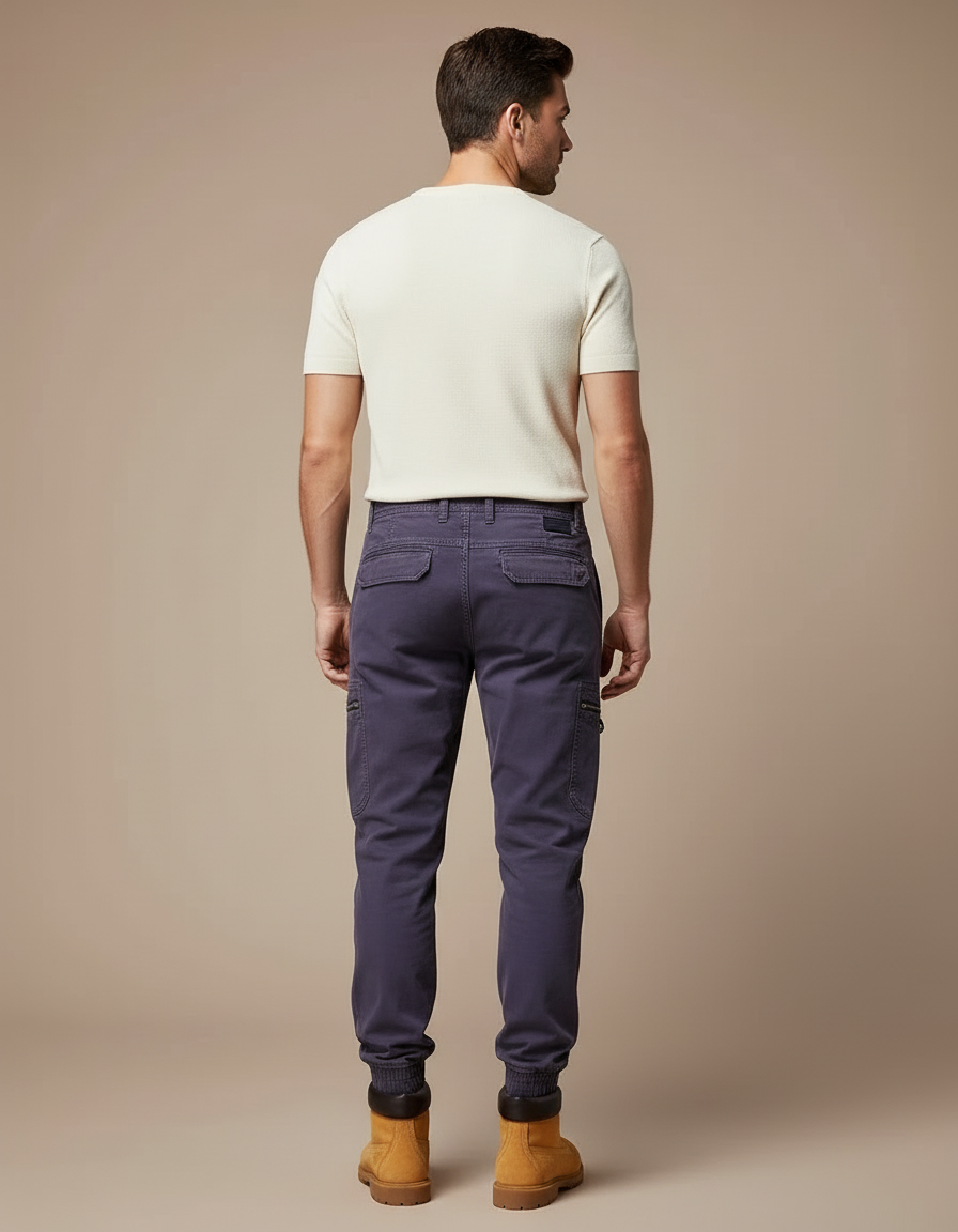 Pantalon Cargo Violet Homme Ample Patchwork Coton - vue 2