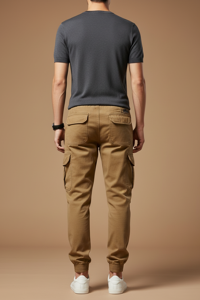 Pantalon Cargo Homme Marron Coton Multipoches Décontracté - vue 2
