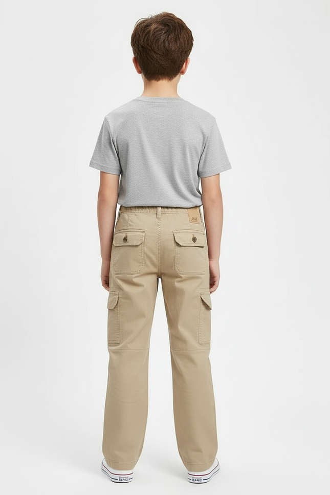 Pantalon Cargo Beige Coton Ample Multipoches Enfant - vue 2