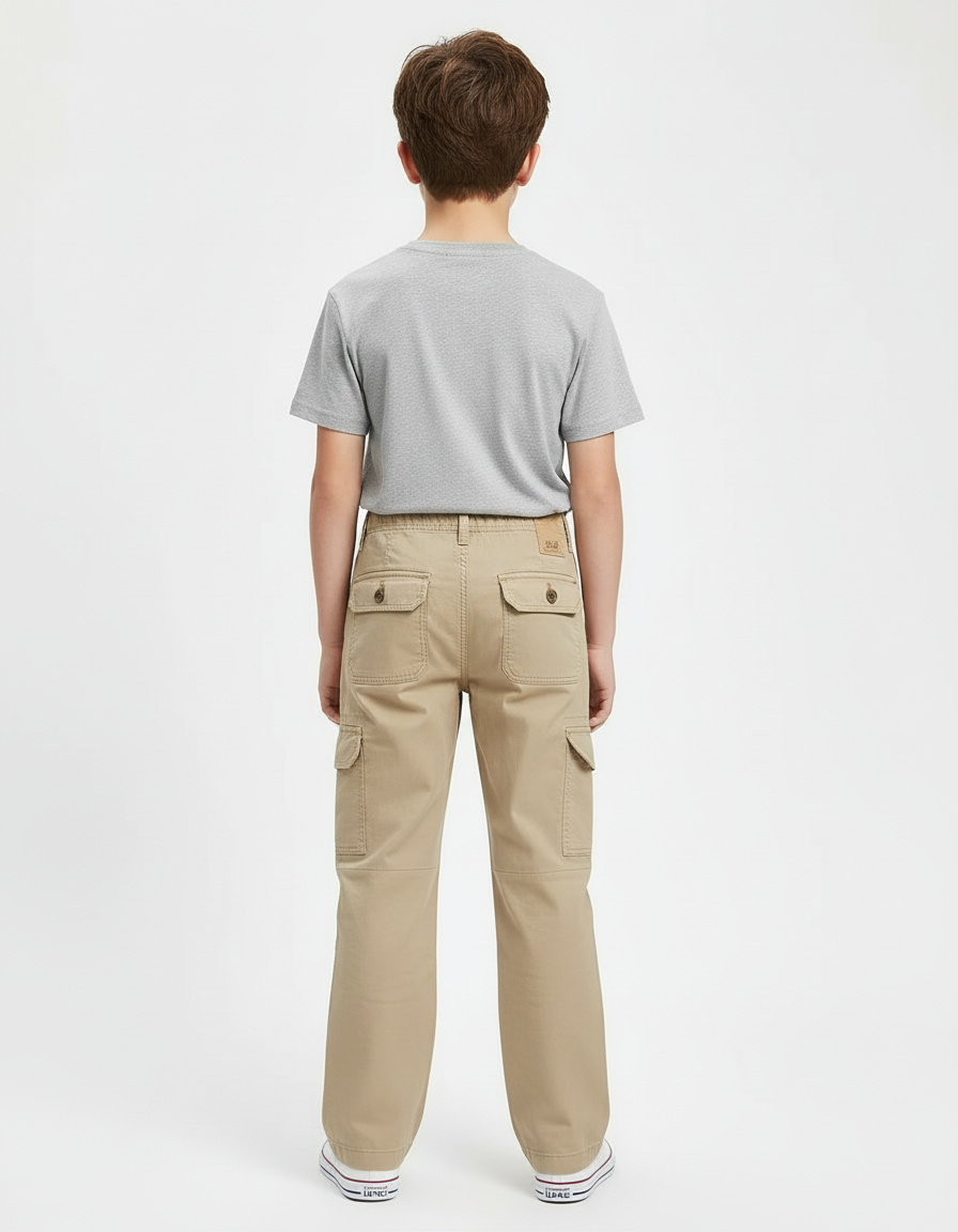 Pantalon Cargo Beige Coton Ample Multipoches Enfant - vue 2