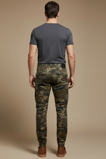 Pantalon Cargo Camouflage Militaire Coton Slim Multipoches - Multicolore - vue 2