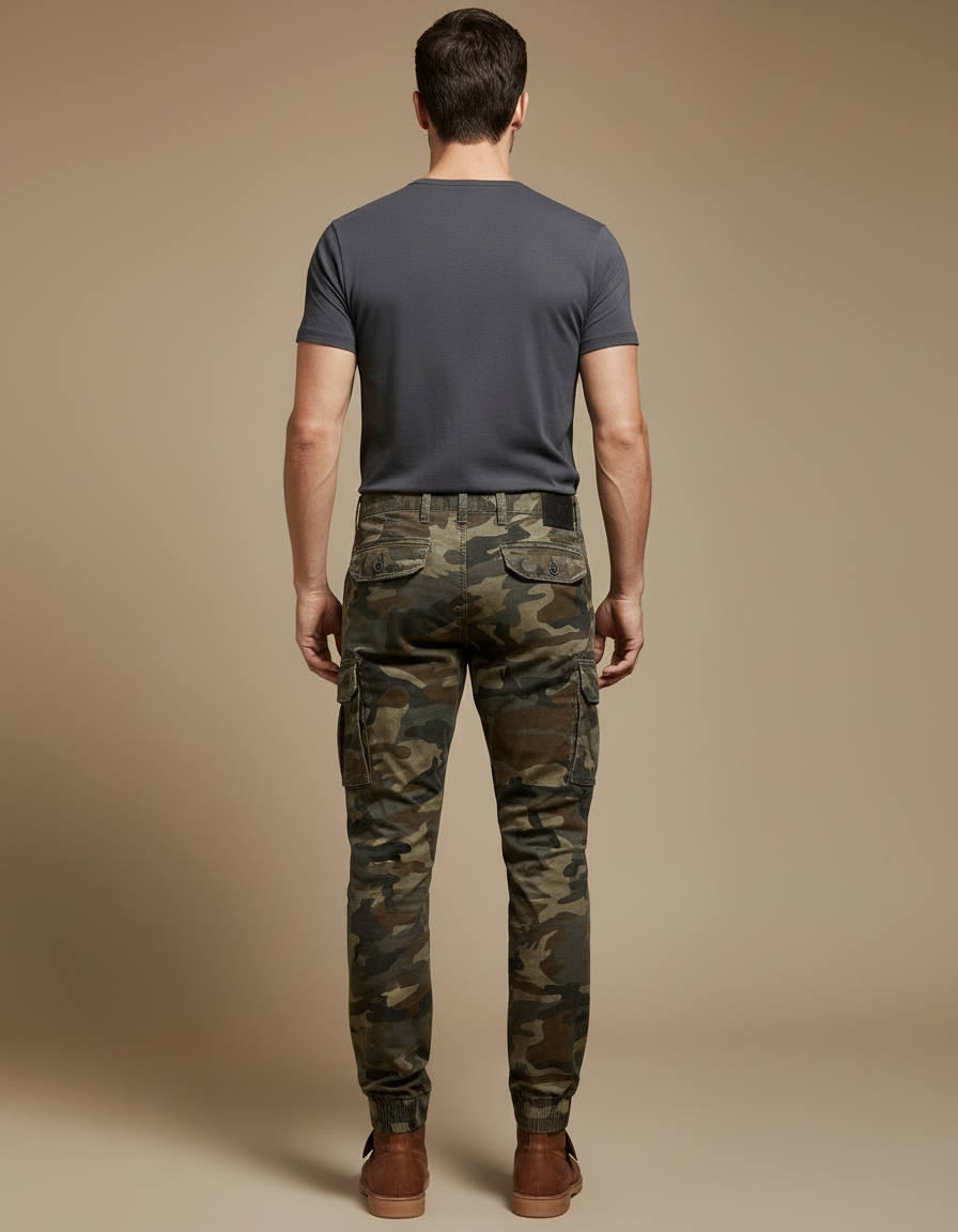 Pantalon Cargo Camouflage Militaire Coton Slim Multipoches - Multicolore - vue 2
