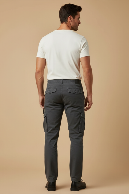 Pantalon Cargo Gris - Toile - vue 2