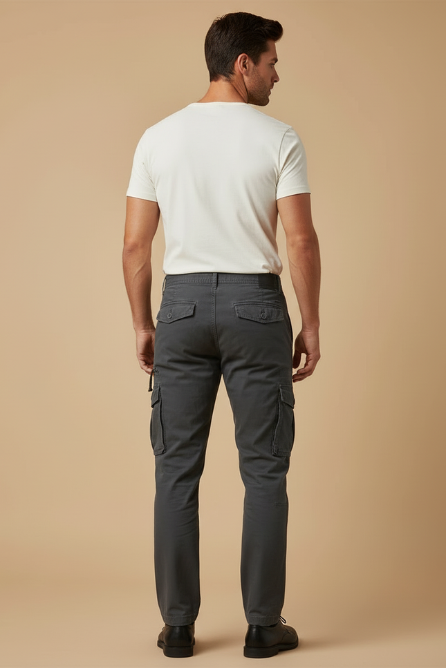 Pantalon Cargo Gris - Toile - vue 2