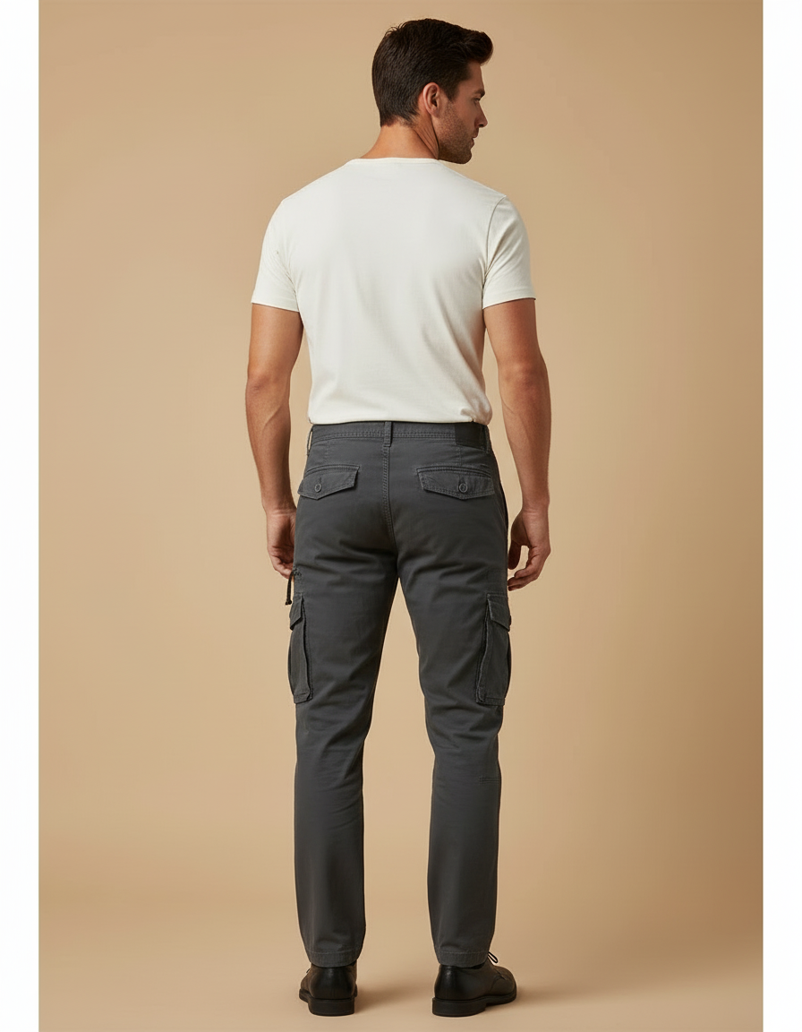 Pantalon Cargo Gris - Toile - vue 2