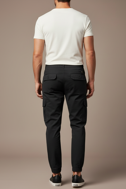 Pantalon Cargo Noir Décontracté Jogger Coton Homme - vue 2