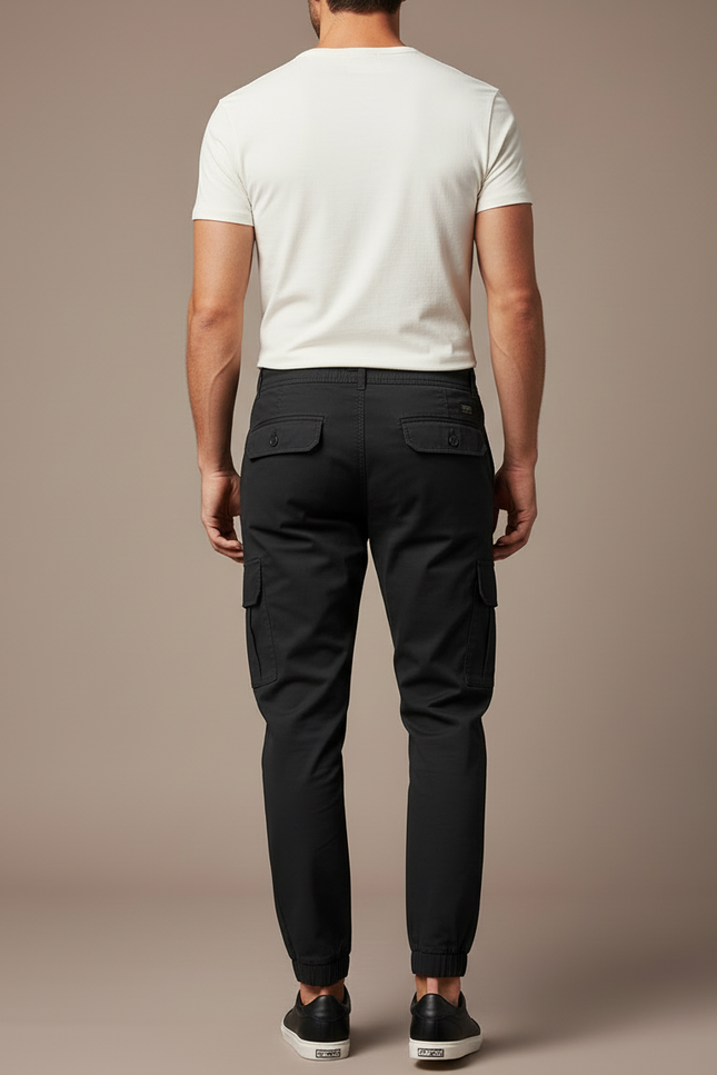 Pantalon Cargo Noir Décontracté Jogger Coton Homme - vue 2