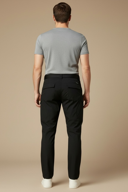 Pantalon Cargo Noir Tactique Multipoches Homme Décontracté - Polyester - vue 2