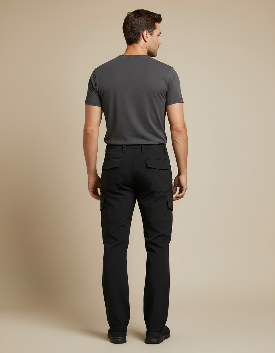 Pantalon Cargo Homme Noir Léger Séchage Rapide - Polyester - vue 2