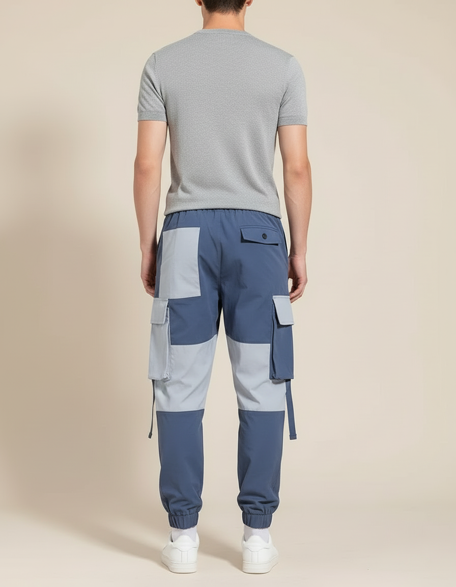 Pantalon Bleu Cargo - Polyester - vue 2
