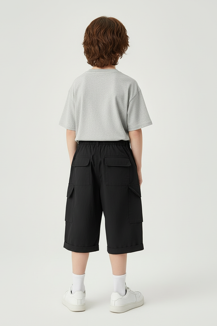 Pantalon Cargo Noir Décontracté Ample Coton - Polyester - vue 2