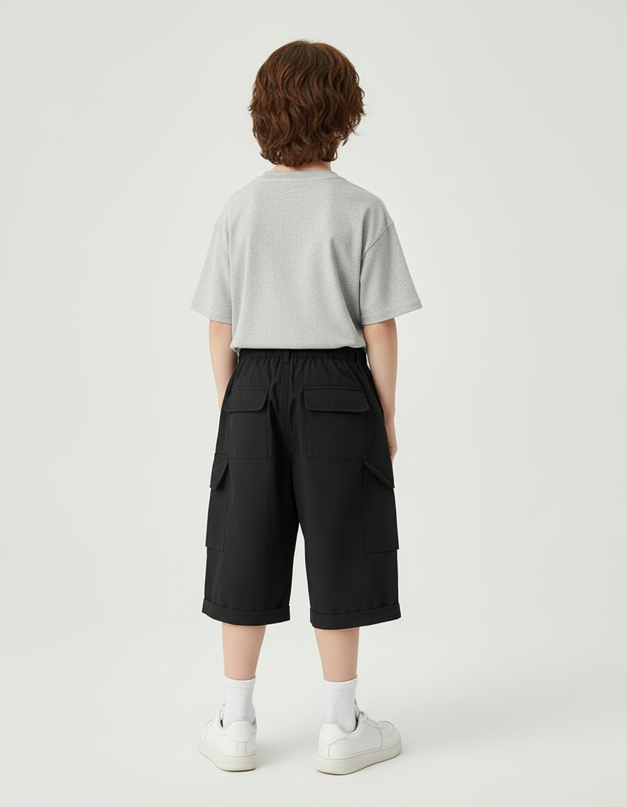 Pantalon Cargo Noir Décontracté Ample Coton - Polyester - vue 2