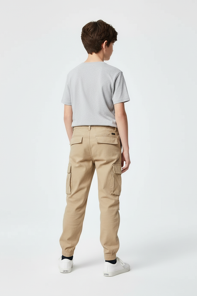 Pantalon Cargo Beige Enfant Coton Ample Multipoches - vue 2