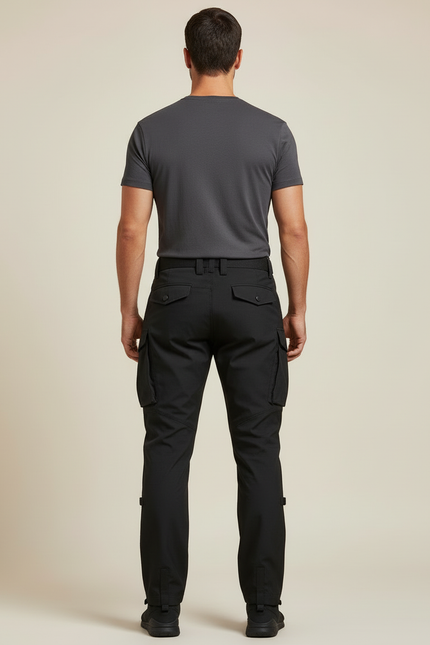 Pantalon Cargo Noir Homme Technique Imperméable Coupe Droite - Polyester - vue 2