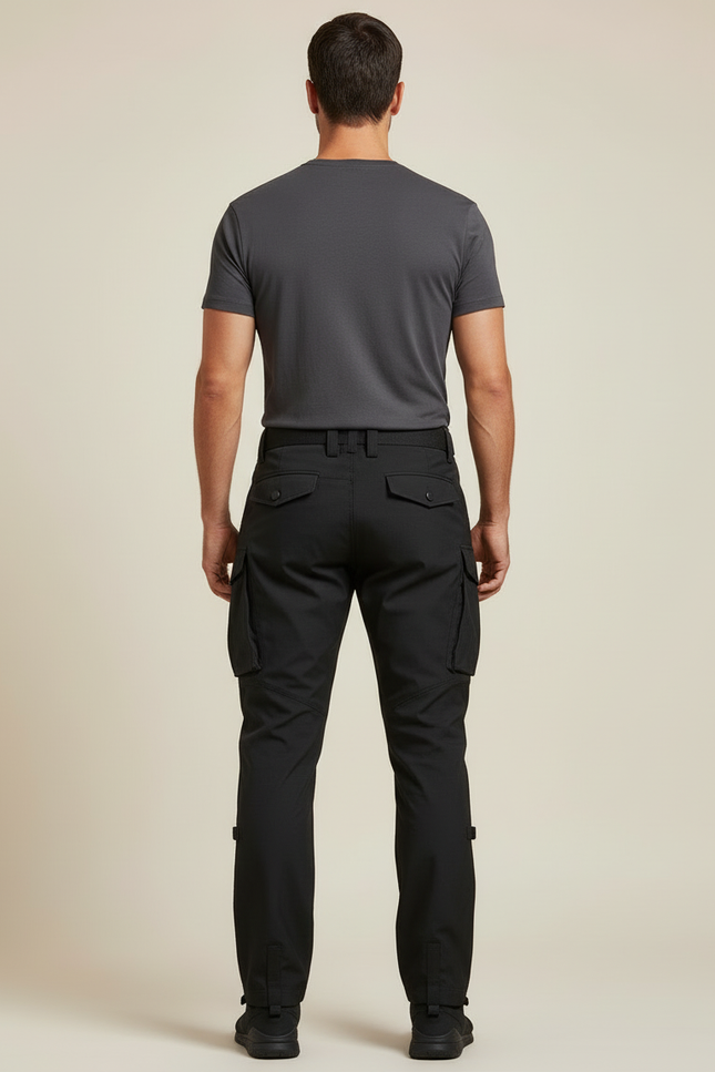 Pantalon Cargo Noir Homme Technique Imperméable Coupe Droite - Polyester - vue 2