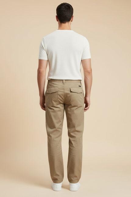 Pantalon Cargo Homme Kaki Coton Multi-Poches Décontracté - Toile - vue 2