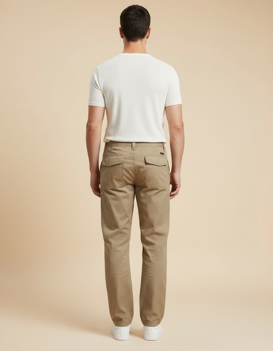 Pantalon Cargo Homme Kaki Coton Multi-Poches Décontracté - Toile - vue 2