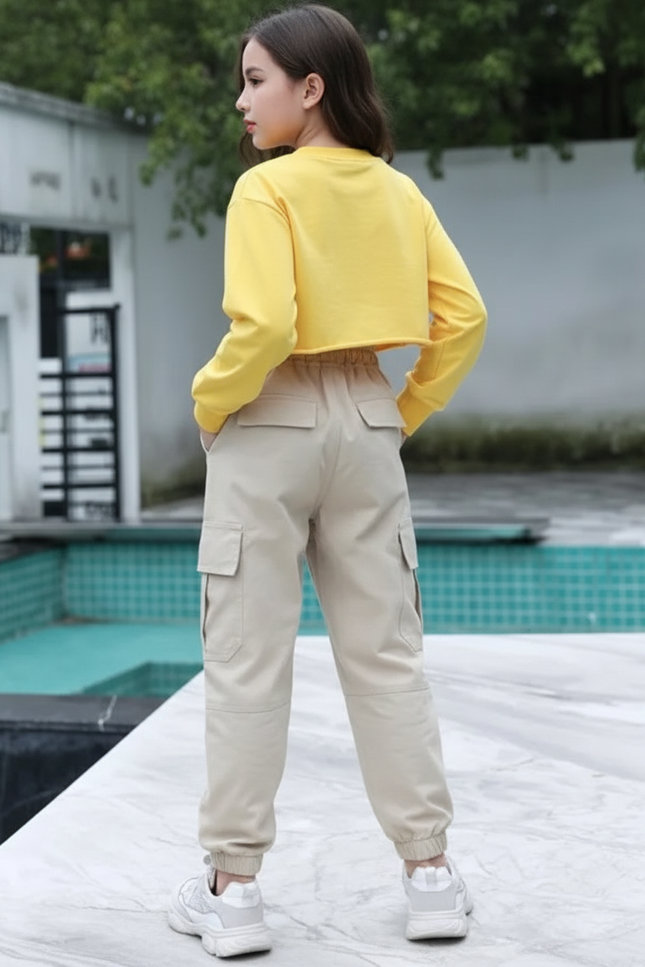 Pantalon Cargo Ado Garçon - Beige Gabardine