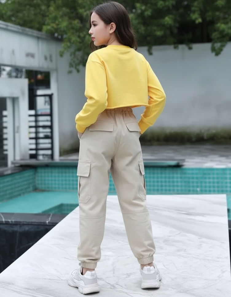 Pantalon Cargo Ado Garçon - Beige Gabardine