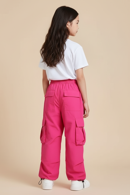 Pantalon Cargo Rose Ample Vintage Enfant - Polyester - vue 2