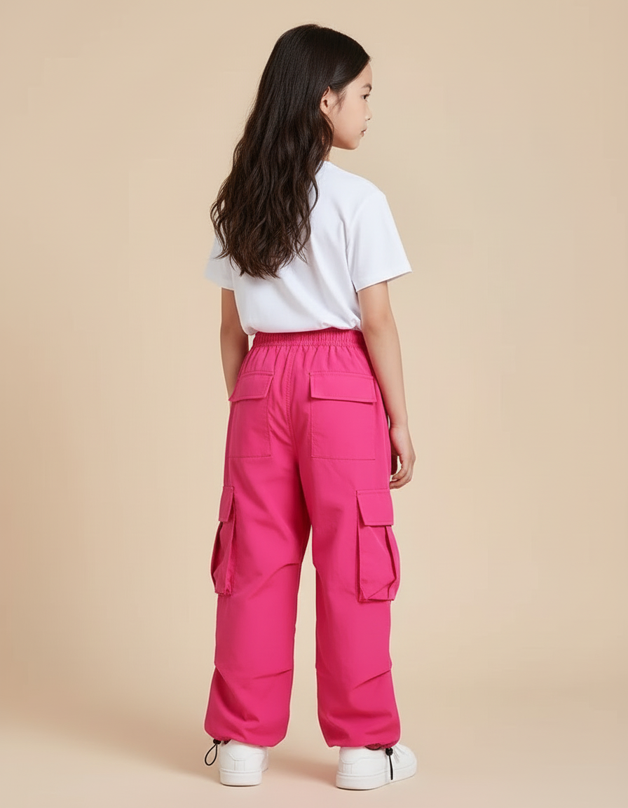 Pantalon Cargo Rose Ample Vintage Enfant - Polyester - vue 2