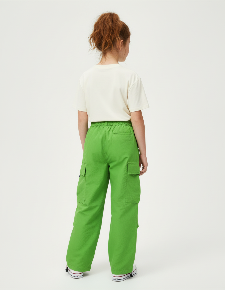 Pantalon Cargo Fille Vert Parachute - Polyester - vue 2
