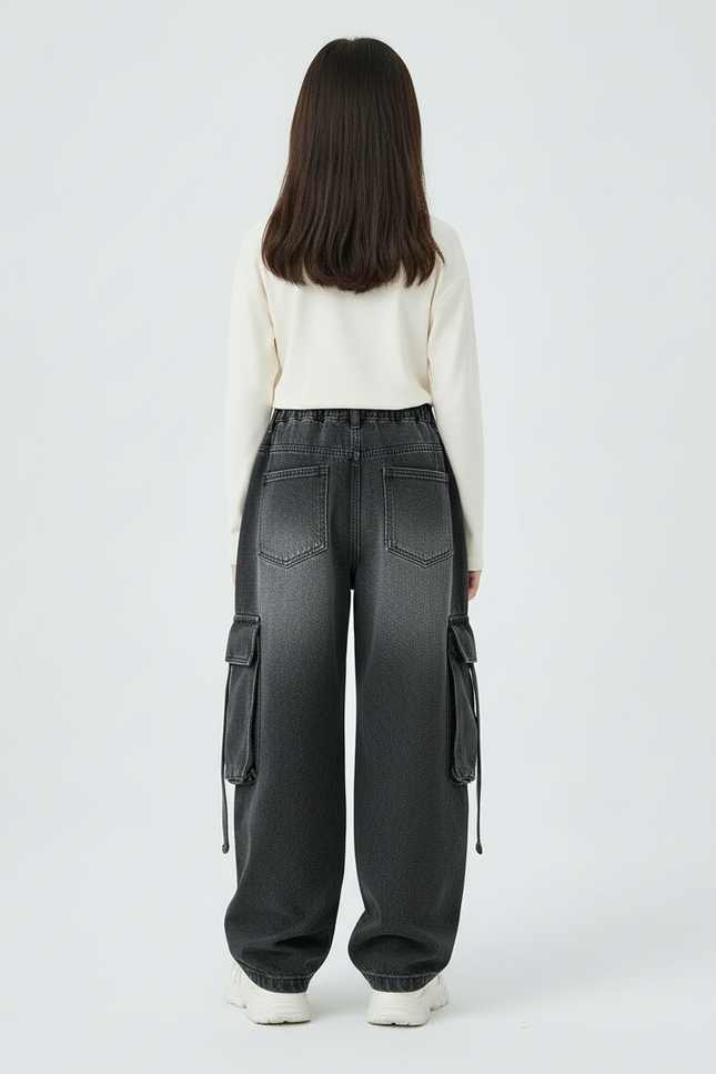 Pantalon Cargo Enfant Gris Ample Denim Décontracté - Jean - vue 2