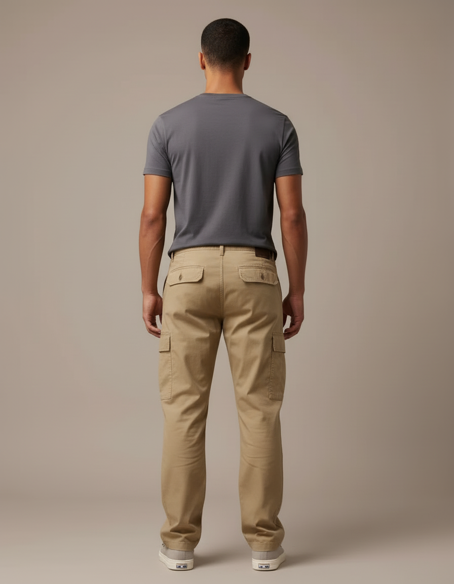 Pantalon Cargo Homme Beige Droit Décontracté Multipoches - Toile - vue 2