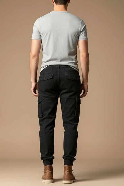 Pantalon Slim Cargo - Noir Toile - vue 2