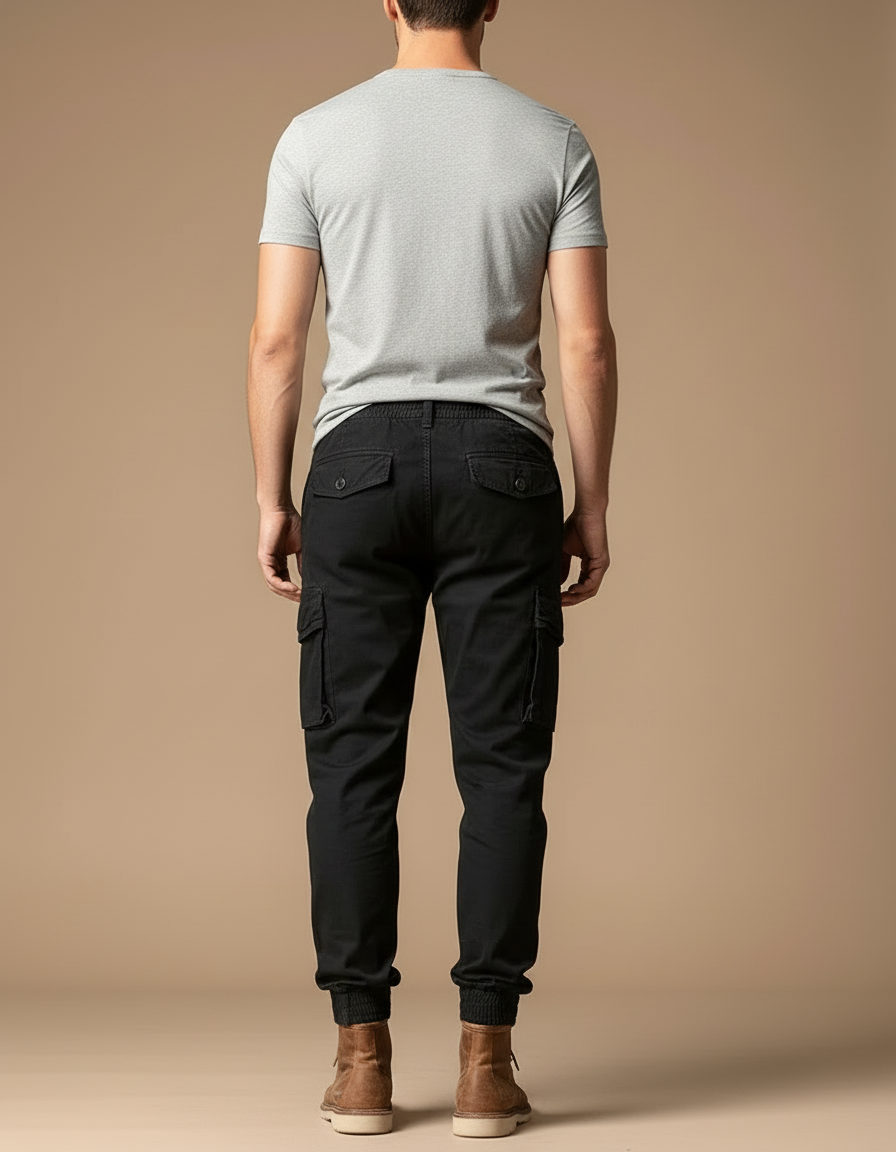 Pantalon Slim Cargo - Noir Toile - vue 2