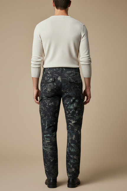Pantalon Cargo Camouflage Militaire Multipoches Droit Homme - Multicolore Toile - vue 2