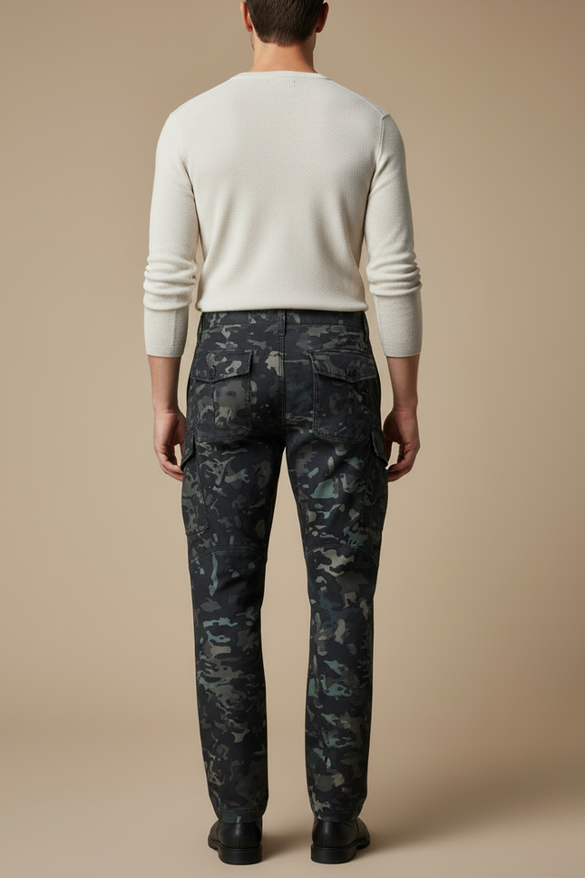 Pantalon Cargo Camouflage Militaire Multipoches Droit Homme - Multicolore Toile - vue 2