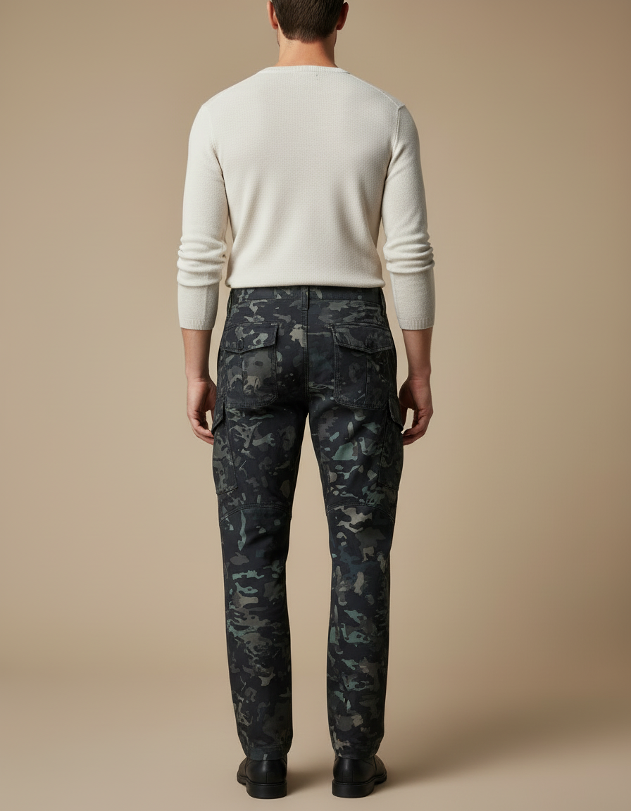 Pantalon Cargo Camouflage Militaire Multipoches Droit Homme - Multicolore Toile - vue 2