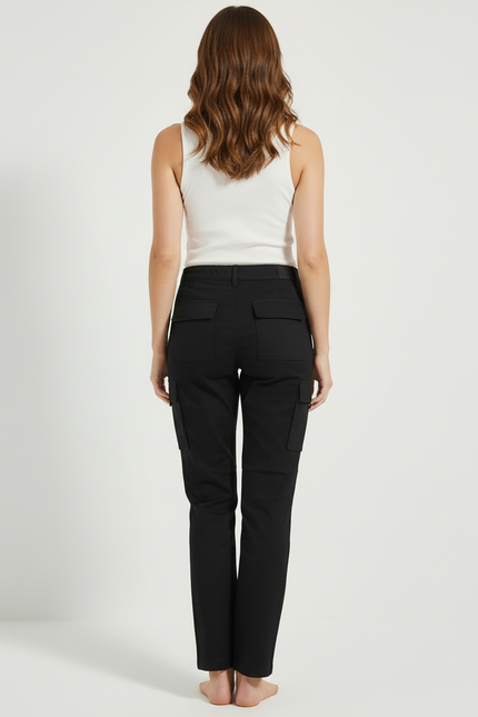 Pantalon Cargo Noir Multipoches Décontracté Femme - Toile - vue 2