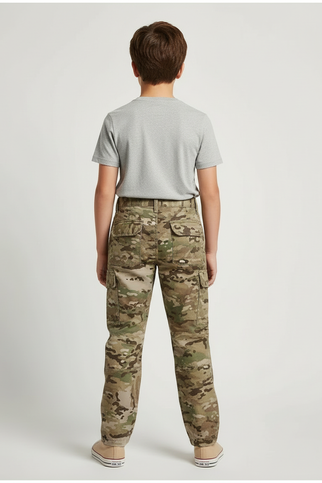Pantalon Cargo Camouflage Militaire Enfant Décontracté Multipoches - Multicolore Toile - vue 2