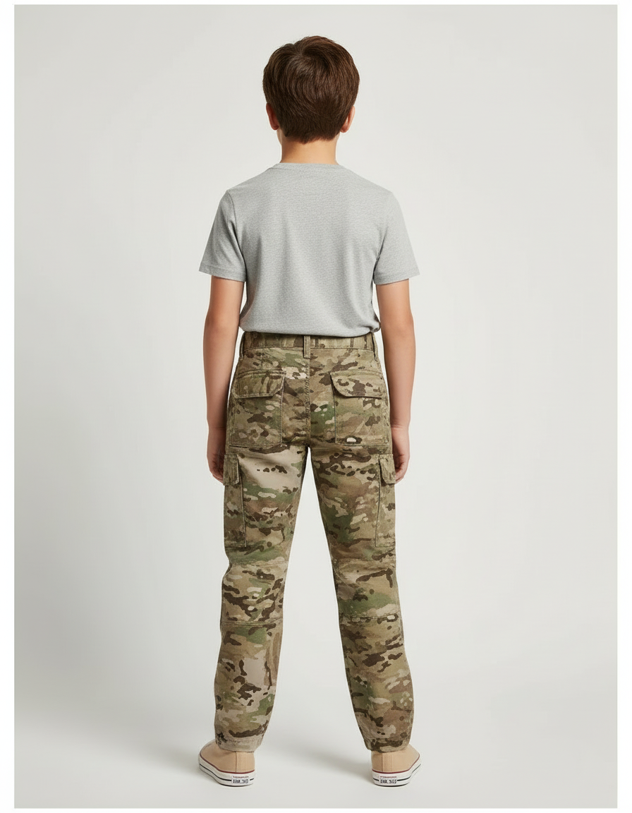 Pantalon Cargo Camouflage Militaire Enfant Décontracté Multipoches - Multicolore Toile - vue 2