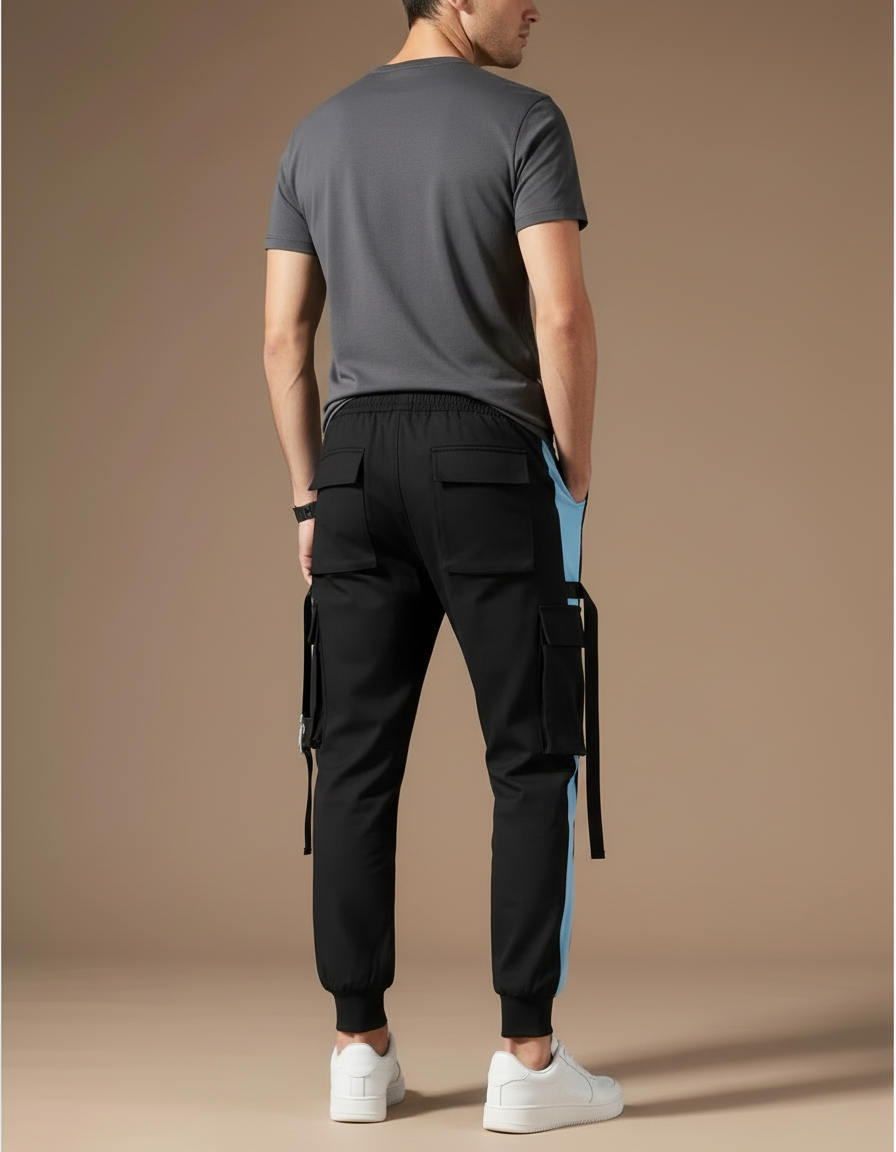 Pantalon Cargo Avec Sangle Homme - Noir Polyester - vue 2