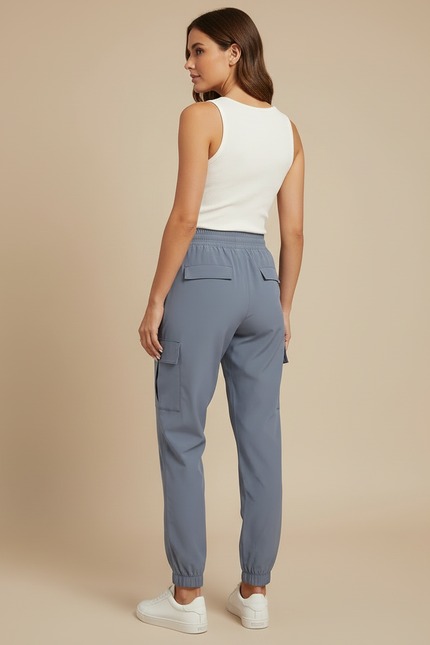 Pantalon Cargo Femme Gris Jogger Léger Décontracté - Polyester - vue 2