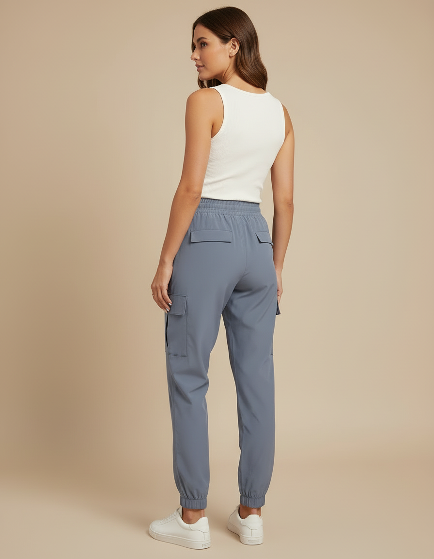 Pantalon Cargo Femme Gris Jogger Léger Décontracté - Polyester - vue 2
