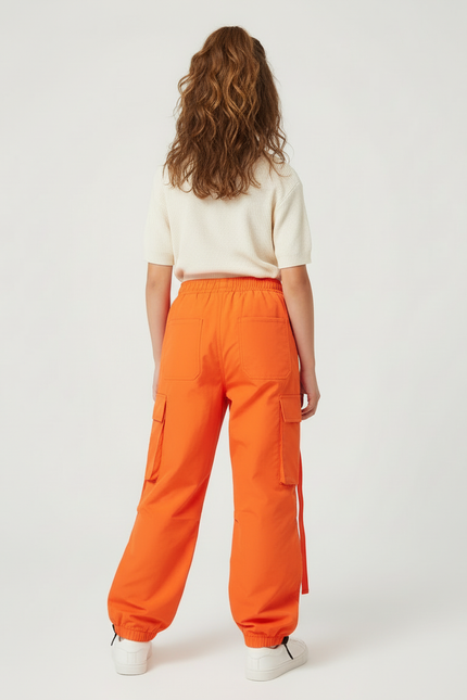 Pantalon Cargo Orange Ample Enfant Hip Hop - Toile - vue 2