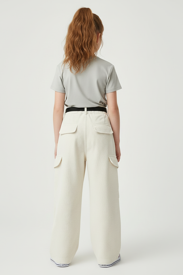 Pantalon Cargo En Velours - Beige Cordé - vue 2