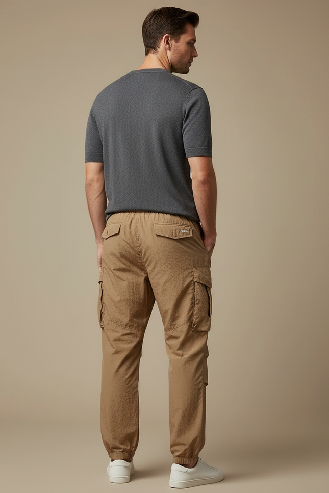 Pantalon Cargo Beige Ample Léger Sport Jogging Homme - Polyester - vue 2