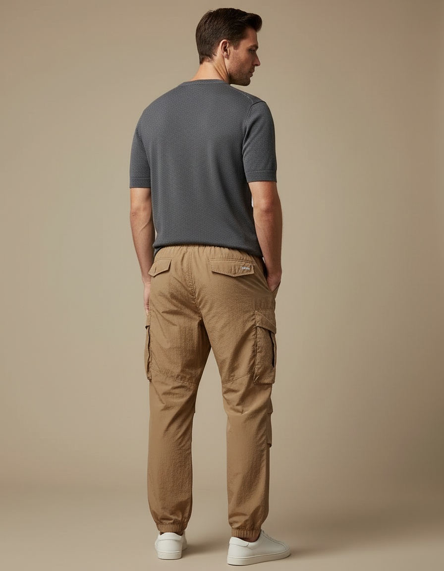 Pantalon Cargo Beige Ample Léger Sport Jogging Homme - Polyester - vue 2