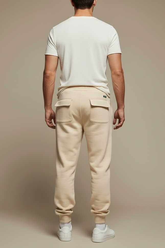 Pantalon Cargo Beige Molletonné Ample Multi-Poches Homme - vue 2
