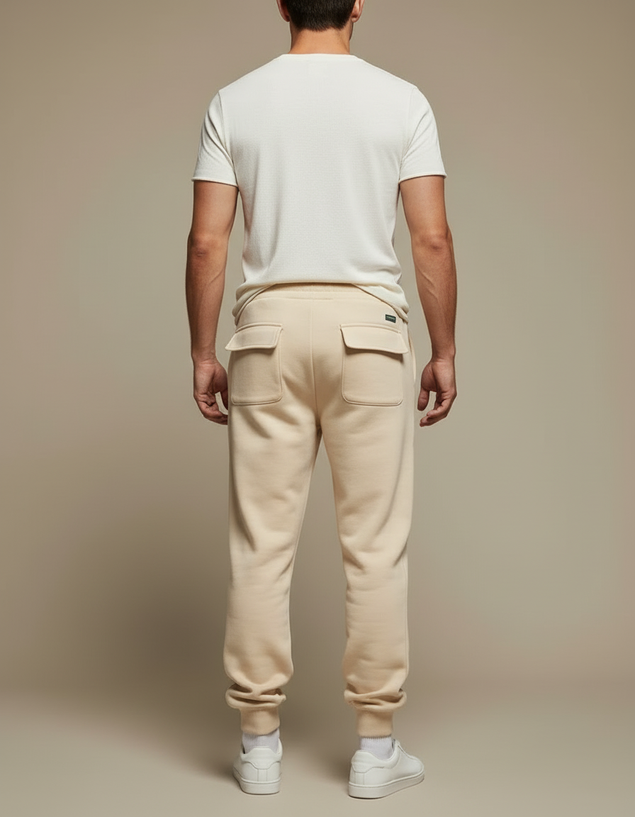 Pantalon Cargo Beige Molletonné Ample Multi-Poches Homme - vue 2