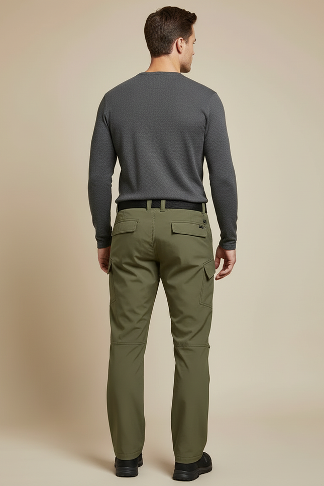 Pantalon Cargo Vert Militaire Zippé Multi-Poches Homme - Kaki Polyester - vue 2